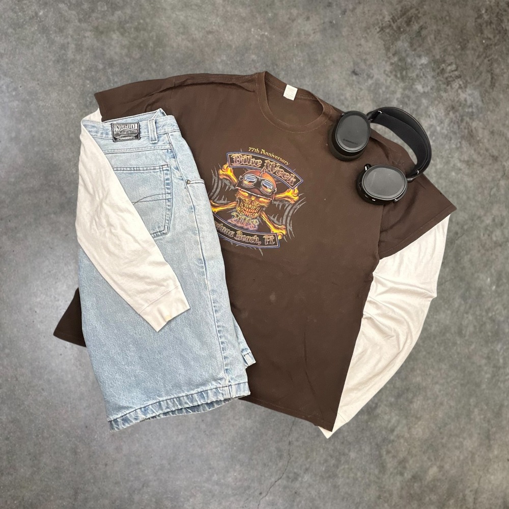 Vintage Daytona Beach Bike Week 2018 T Shirt Brown XL Biker Skull Graphic Tee